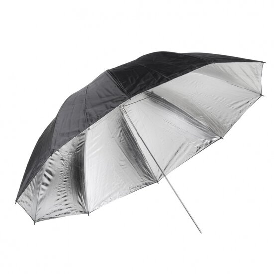 150 cm Flitsparaplu - Zwart/Zilver 