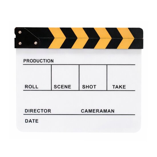 Director Clapper Board / Filmklapper - Whiteboard: Wit - Klapper: Zwart/Geel - type: DC-04