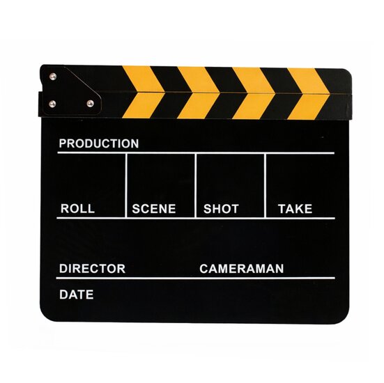 Director Clapper Board / Filmklapper - Whiteboard: Zwart - Klapper: Zwart/Geel - type: DC-05